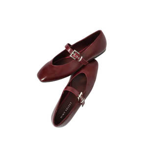 Mint Velvet Bea Burgundy Leather Ballet Flats